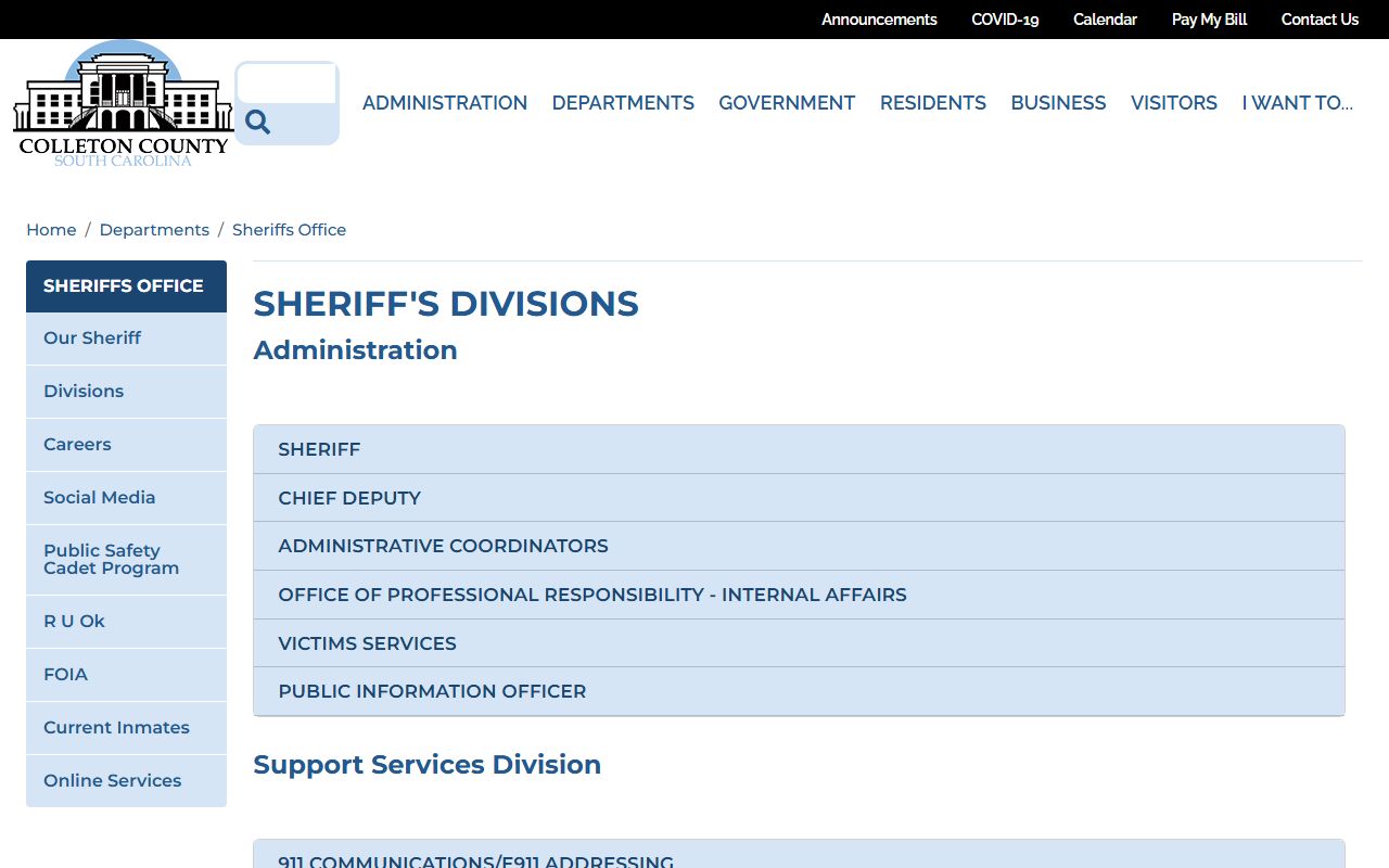 Colleton County arrest records and court charges sheriff records and warrant divisions