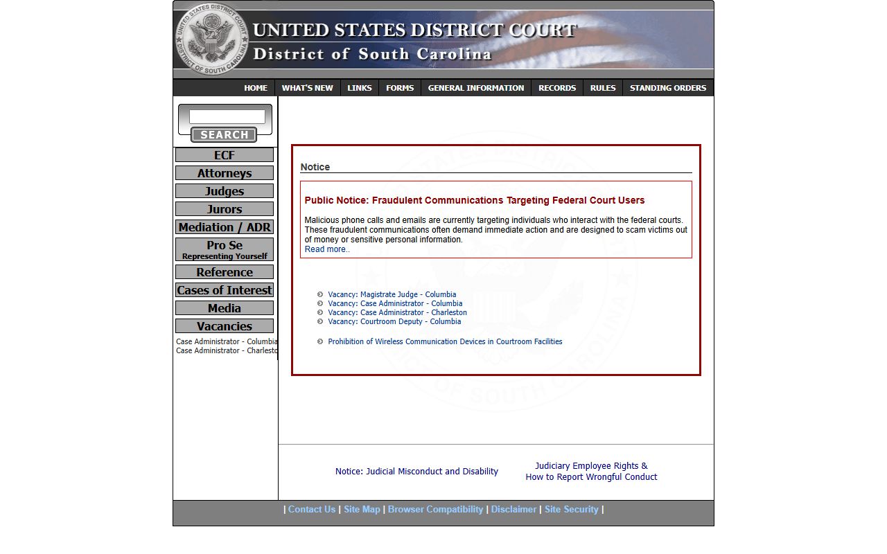 Colleton County federal court records District of South Carolina