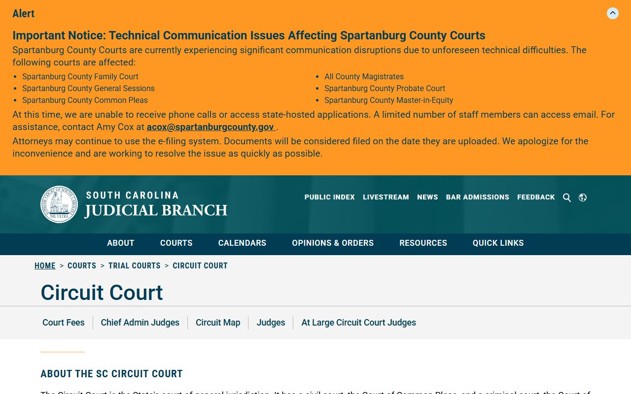 Colleton County Circuit Court records statewide court page