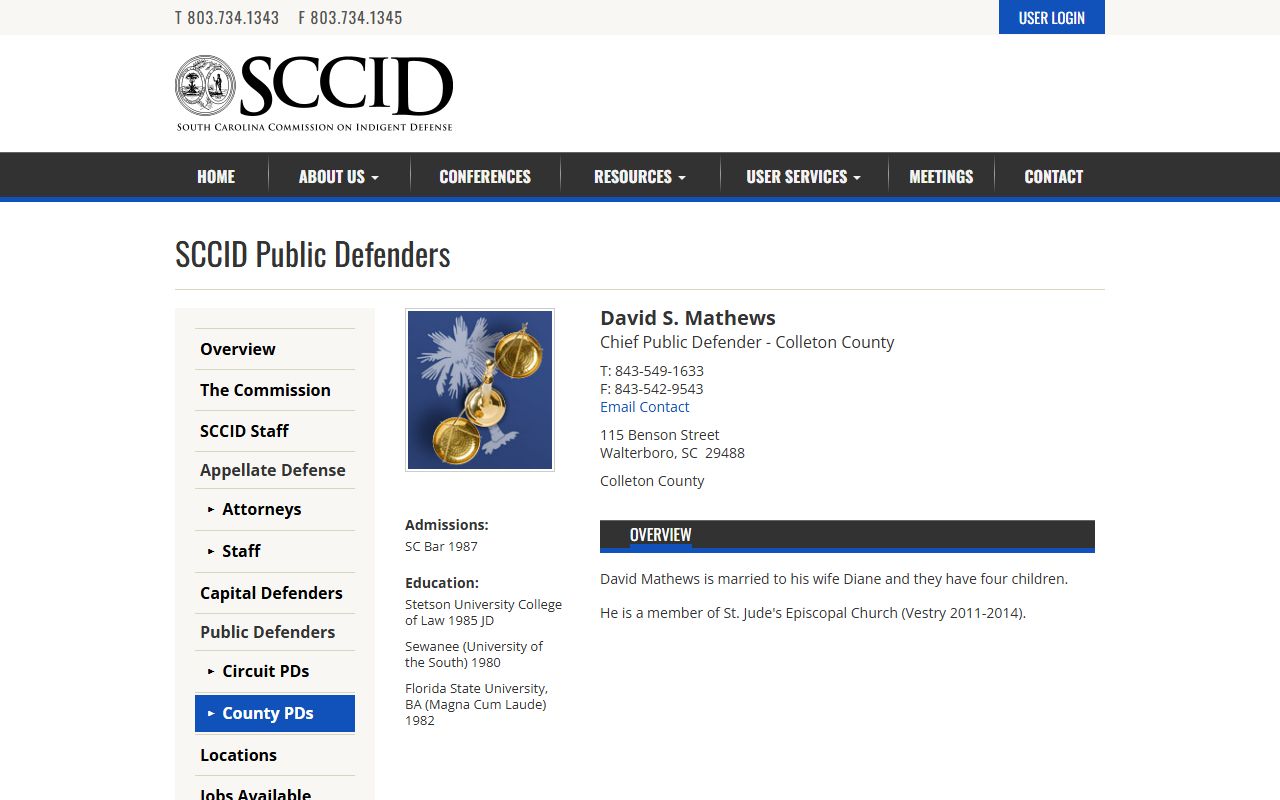 Colleton County criminal court records Colleton public defender bio