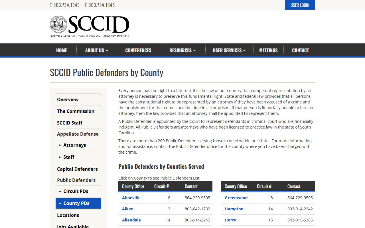 Colleton County criminal court records county public defenders index