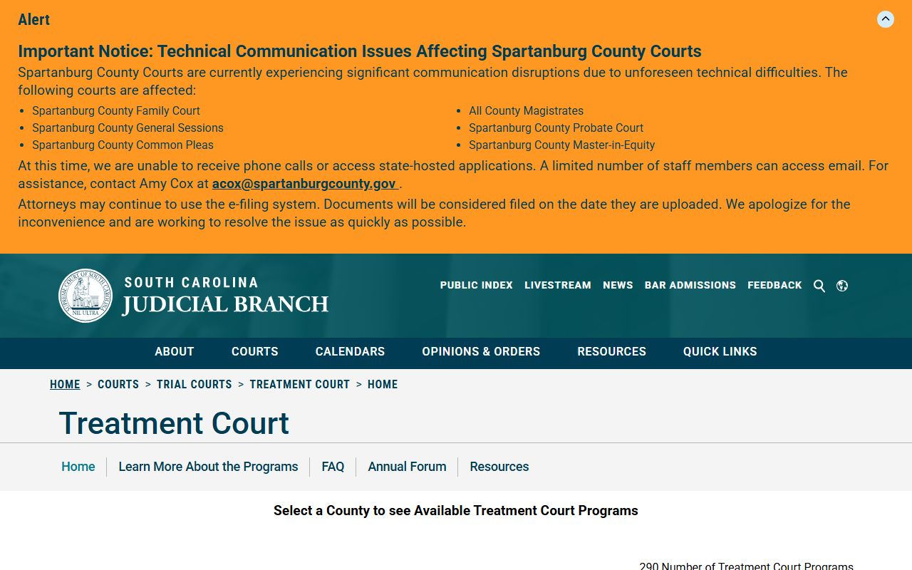 Colleton County criminal court records South Carolina treatment court overview