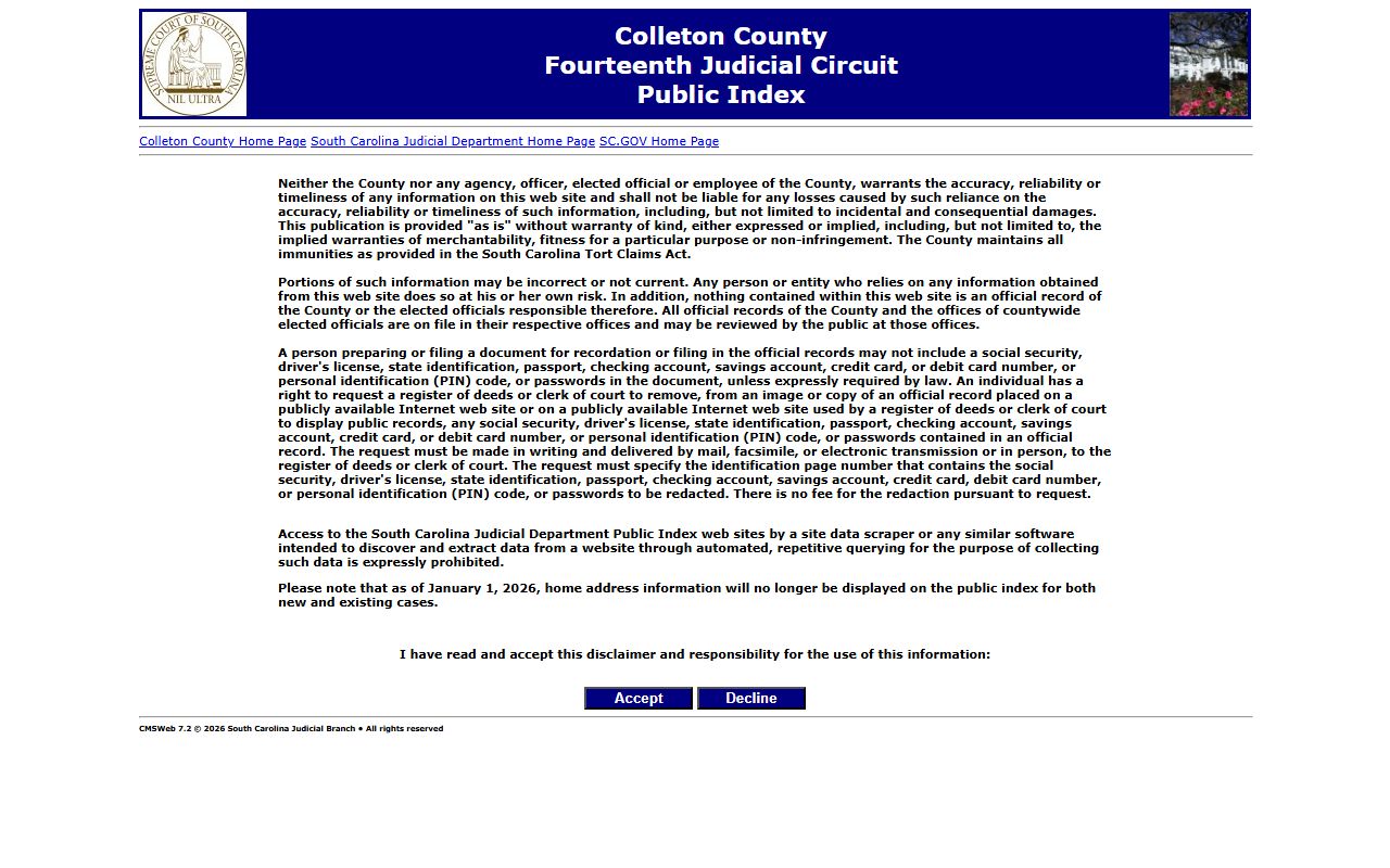 Colleton County court records Public Index search
