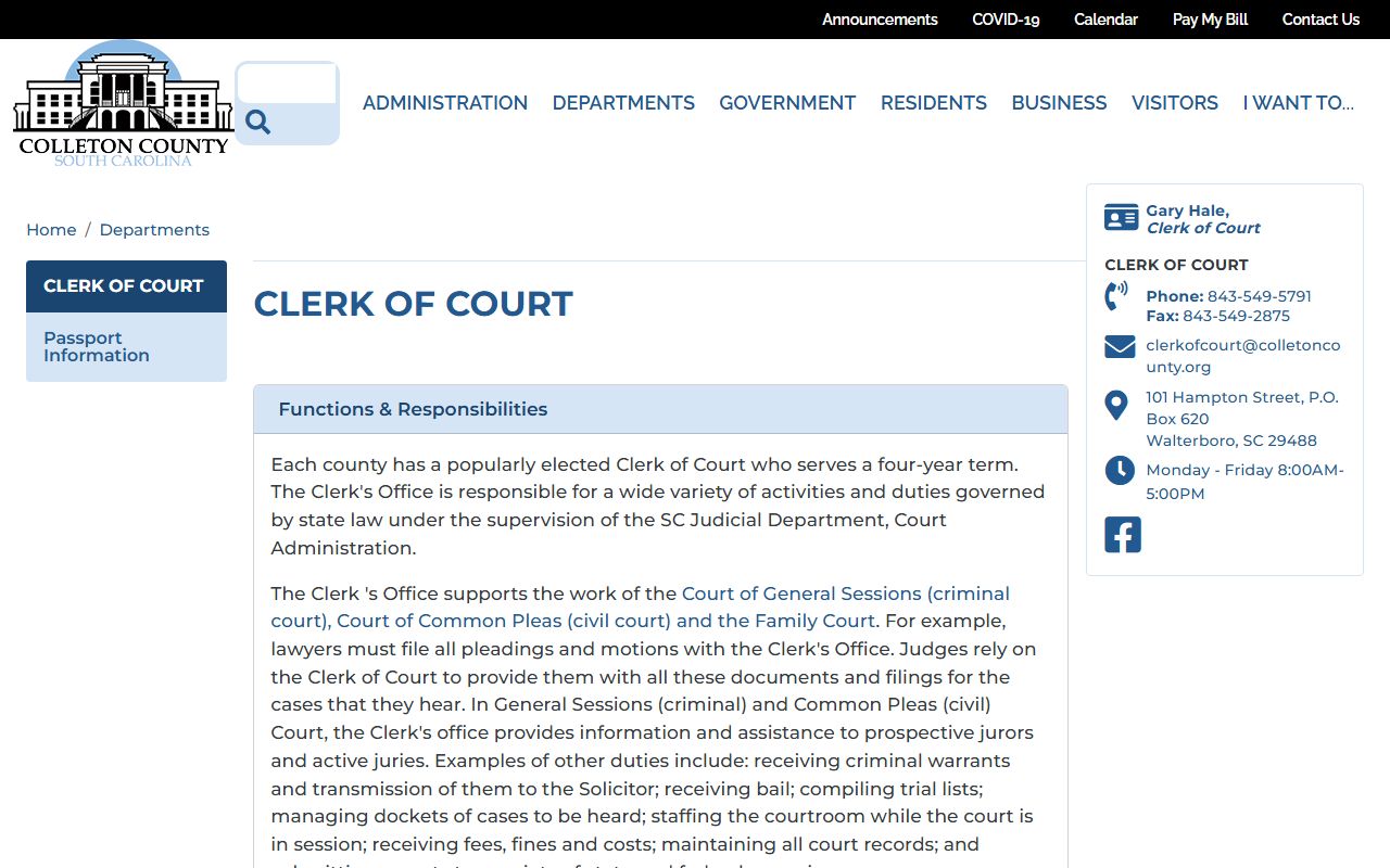 Colleton County Clerk of Court records access