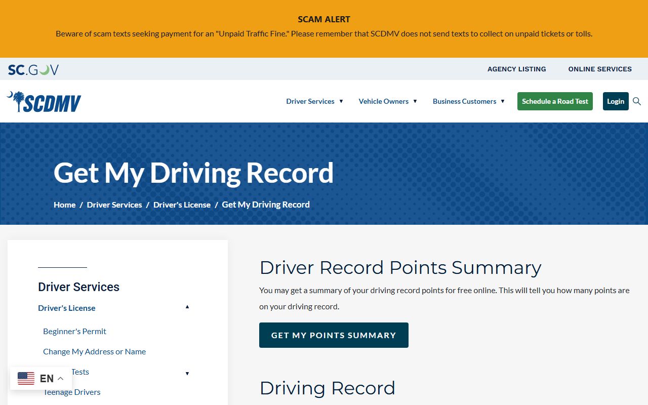 Colleton County traffic court records SCDMV driving records
