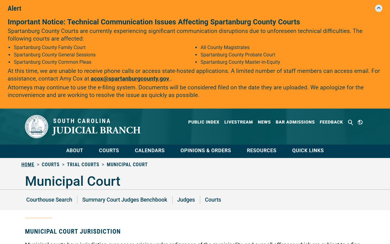 Colleton County warrant records Municipal Court jurisdiction